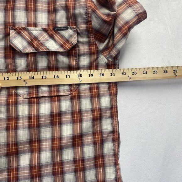 Eddie Bauer Plaid Collared Button-Up Short Sleeve Shirt Men Medium Multicolor - Picture 3 of 16